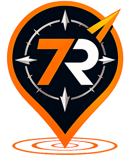 Seven Riddles compass map-pin logo